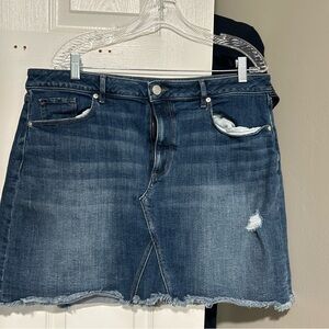 LOFT Distressed Denim Mini Skirt